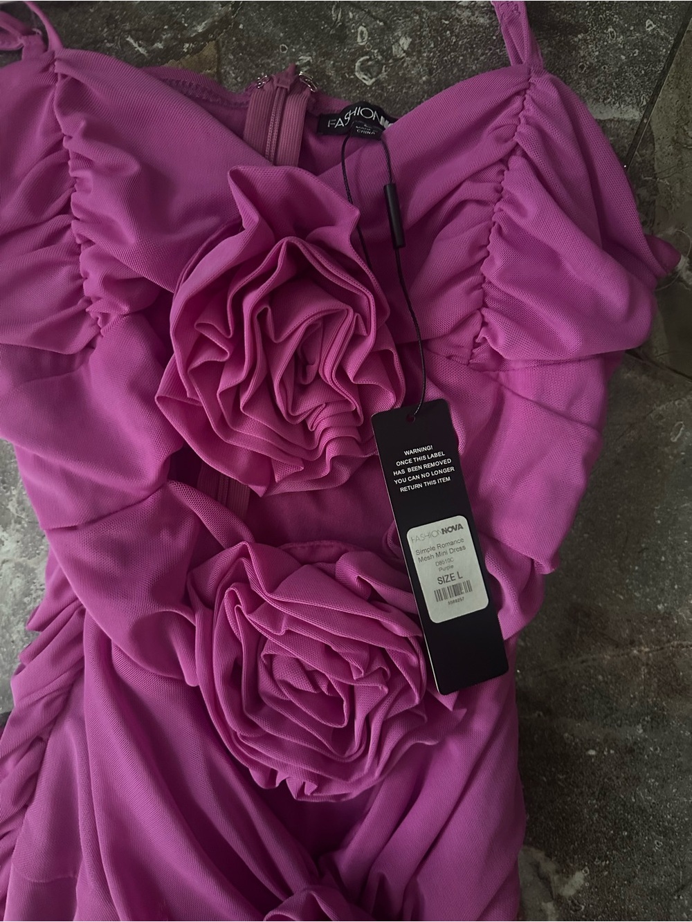 Simple Romance Mesh Mini Dress - Purple - Picture 5 of 7